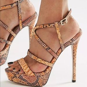 ASOS orange herring platform strappy sandals